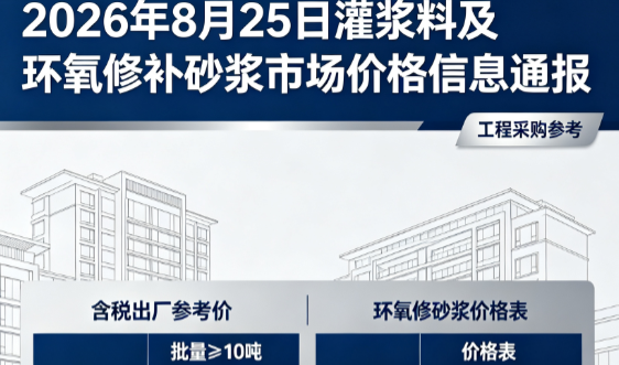 新晃2026年8月25日灌浆料及环氧修补砂浆市场价格信息通报